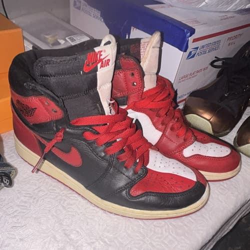 Nike Men’s High-Top Lace-Up Leather Colorblock Sneakers Red/Black/White