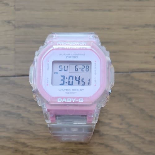 CASIO BABY G BGD 565SJ Square Digital Watch Pink Skeleton