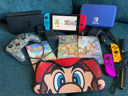 Nintendo Switch 32GB Console Bundle extra controllers dock + 3 Games + Extras