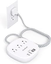 Flat Plug Power Strip, 6ft Ultra Flat Extension Cord - 3 Outlets 4 USB Ports (2 USB C) 22.5W/4.5A Desktop Charging Station, Power Strip No Surge Protection for Cruise Ship, Dorm Room Travel Essentials