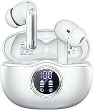 Wireless Earbuds, Bluetooth 5.3 Headphones HiFi Stereo 50H Playback LED Digital Display Ear Buds with ENC Noise Canceling Headset, IPX7 Waterproof Earphones for Gym/Running/Work (White)