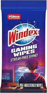 Windex Gaming Cleaning Wipes, Pre-Moistened Wipes to Instantly Clean all Gaming Gear and Electronics, Resealable Packaging for a Freshness Lock, 25 count (Pack of 1)