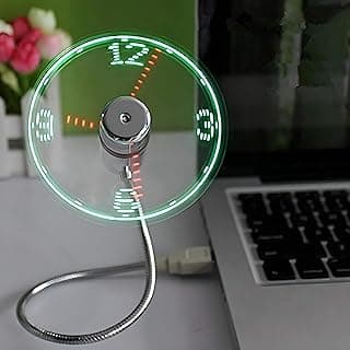 LED USB Clock Fan with Real Time Display Function,Stocking Stuffers for Men Christmas Gadgets,Father's Day Gifts,1 Year Warranty