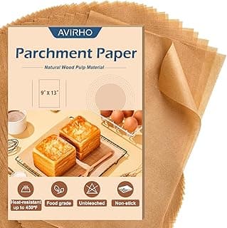 Parchment Paper Sheets 9x13 Inch – 70Pcs Precut Unbleached Baking Paper, Plant-Based Silicone Oil Coating, Non-Stick Quarter Sheet Liner for Air Fryer, Oven, Cookies, Bread & Cake