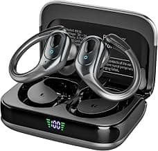 sajawass Wireless Earbuds, Sports Bluetooth Headphones, 75Hrs Playtime Ear Buds with LED Power Display, Noise Canceling Headset, IPX7 Waterproof Earphones for Workout/Running