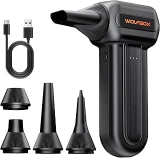 WOLFBOX MF60&MF70 Compressed Air Duster-110000RPM Super Power Electric Air Duster, 3-Speed Adjustable Rechargeable Cordless Air Blower with Fast Charging for PC Keyboard Cleaning, Car, Home (Black)