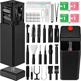 2026 Upgrade Phone Cleaning Kit 47PCS, iPhone Cleaning Kit, Airbuds AirPods Cleaning Kit, Keyboard, Charging Port Cleaner for Apple Lightning/Android USB-C - Includes Putty, Cloth & Wipes (Black)